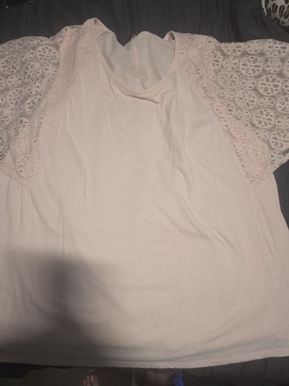 Lane Bryant Light Blush Crochet Sleeve Top